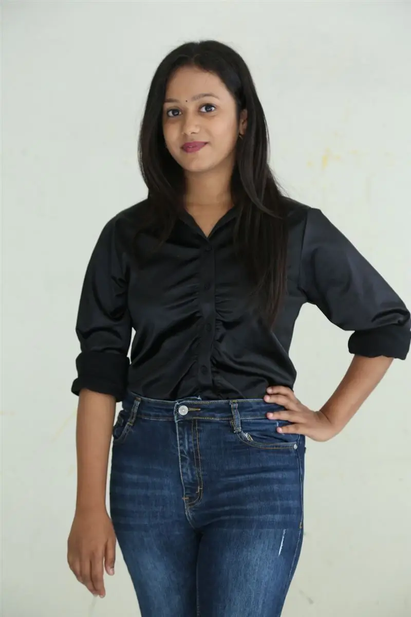 Telugu Girl Deepika in Black Shirt Blue Jeans